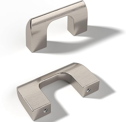 Paquete de 5 manijas de níquel cepillado de 1-1/4 pulgadas con agujero central | Perillas de metal sólido para gabinete de baño decoración del hogar