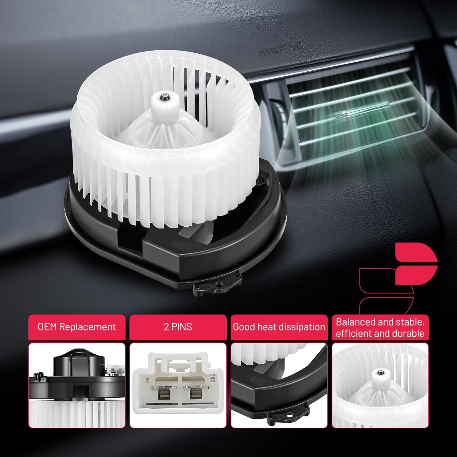 BDFHYK AC Heater Blower Motor Fan 700293 Compatible with Chrysler 200 2015-2017,Compatible with Jeep Cherokee 2014-2023,HVAC Blower Motor Assembly with Fan Cage Replacement for 68223053AC 75038 PM4097