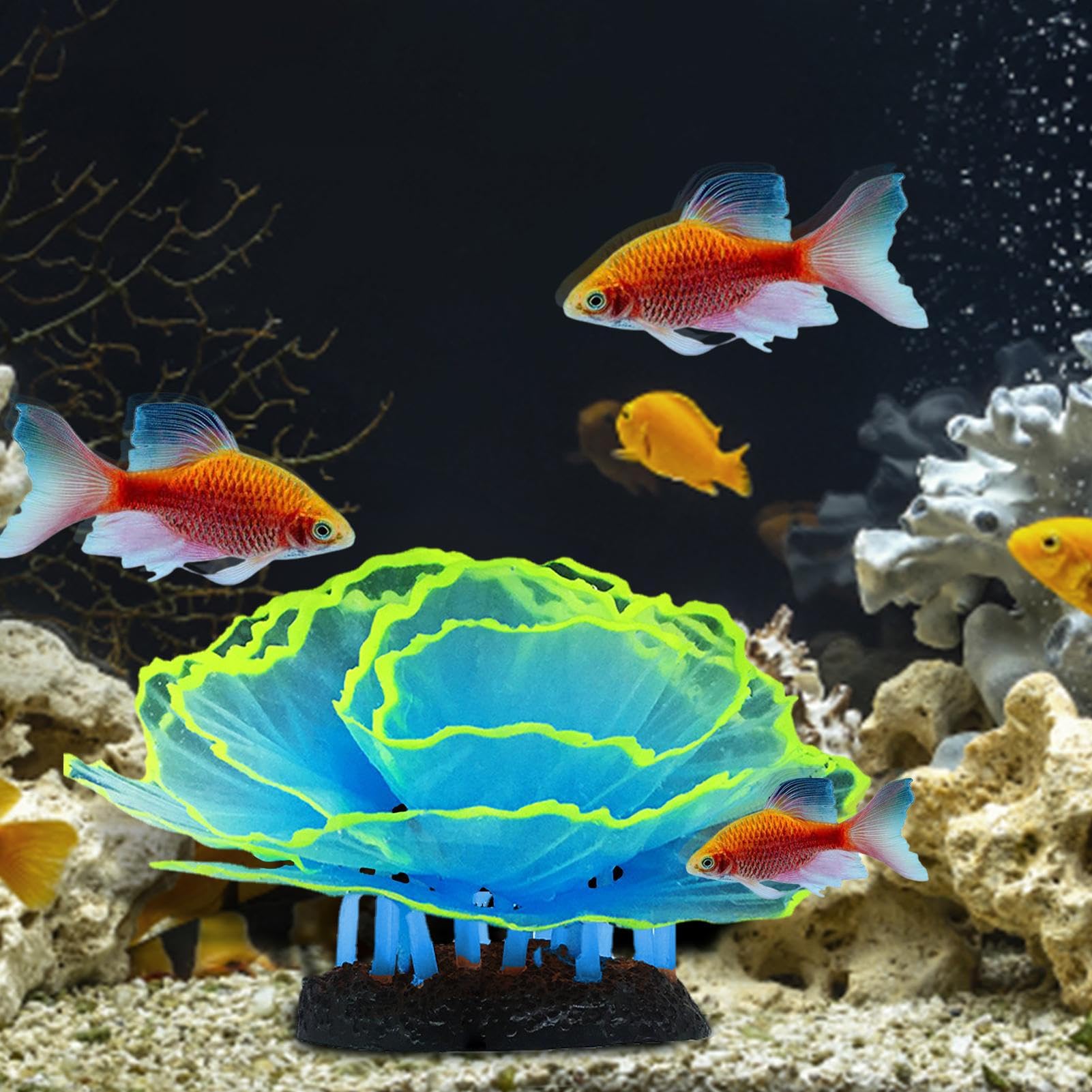 Piante Corallo Artificiale Per Acquario - 2 Pezzi, Silicone, Con Ventosa, Effetto Fluorescente, Viola - Foto 10