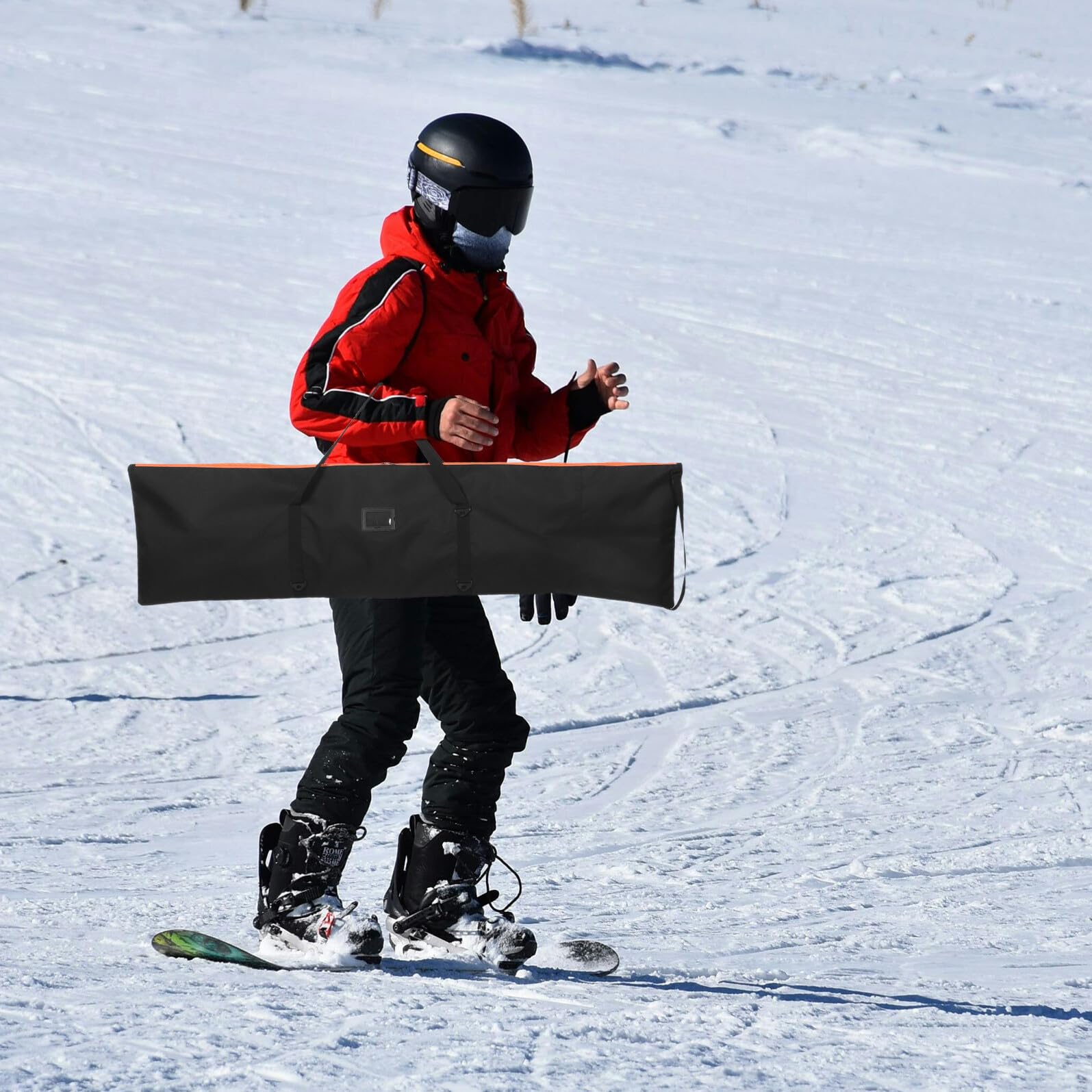 Healeved Borsa da Snowboard Porta Snowboard 167x41 Cm Tracolla Imbottita, Copertura da Viaggio Resistente Finestra Porta Etichetta per Attrezzatura da Sci e Accessori, per Trasporto