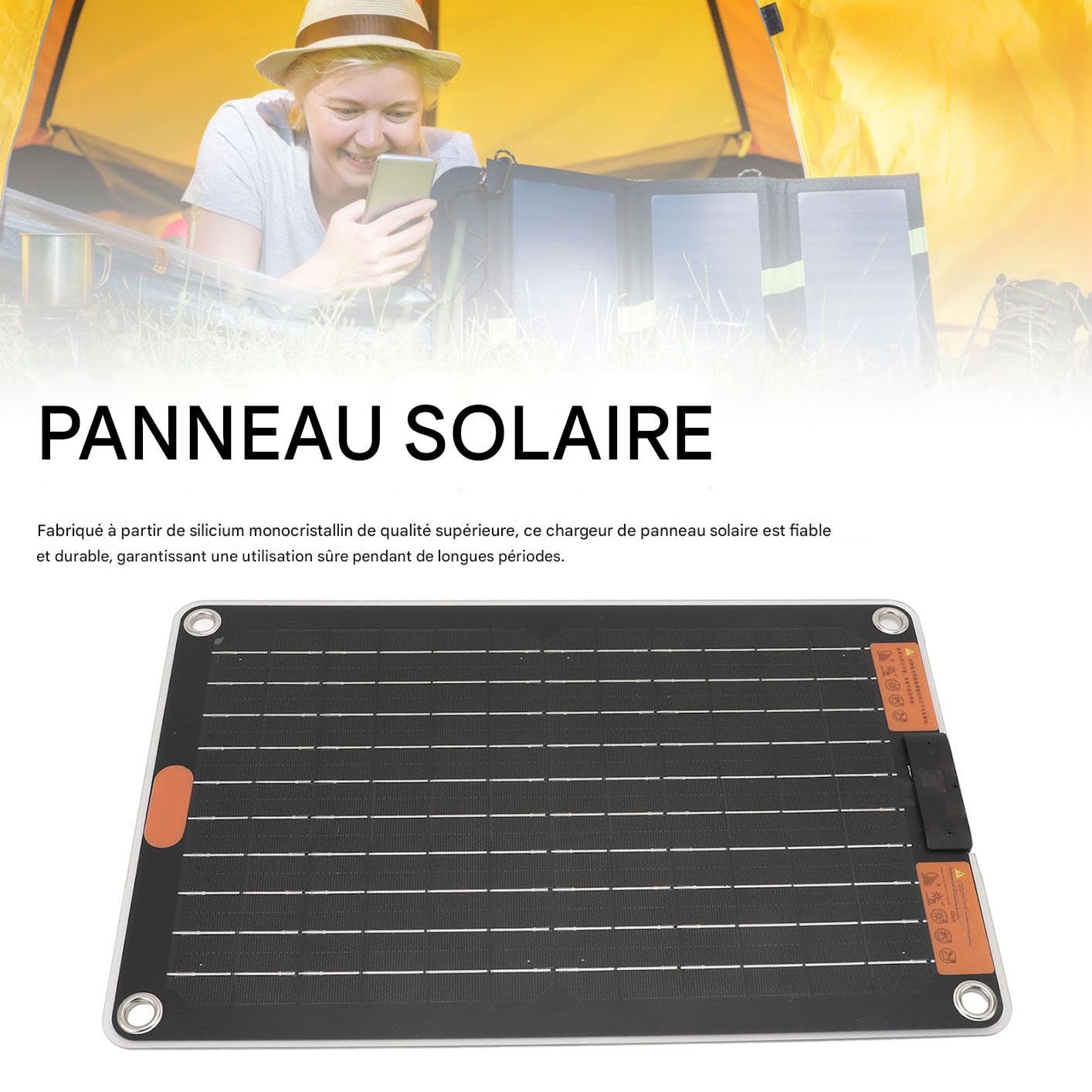 Chargeur Solaire Portable Étanche, Charge, Recharge sans Fil