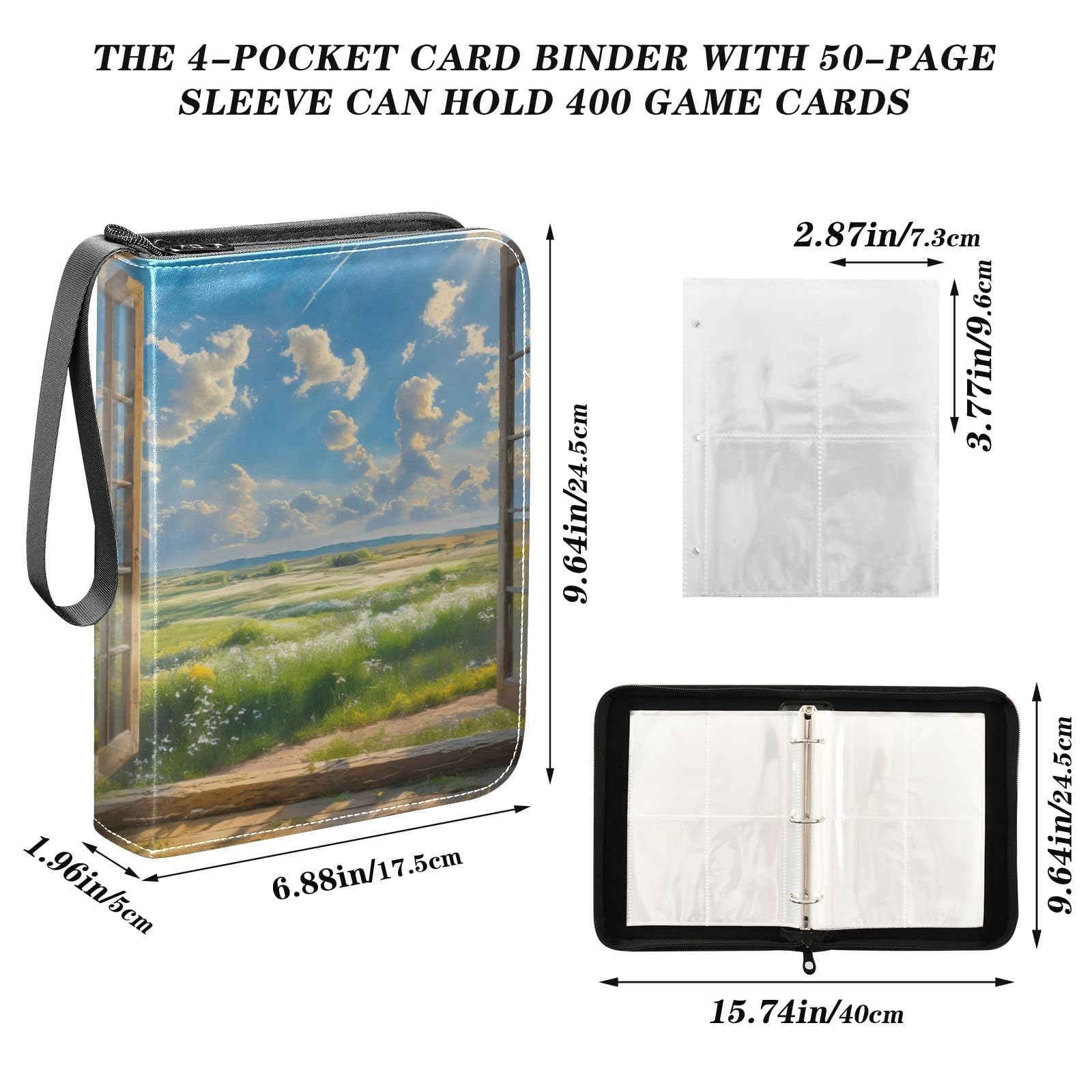 cloud card binder Amazon.com: YANENDIE Window Cloud Scenery Card Binder 4-Pockets, 400  Pockets Card Holder with 50 Removable Sleeves, Trading Card Collector  Zipper Album Holder, Collector Album : Toys & Games