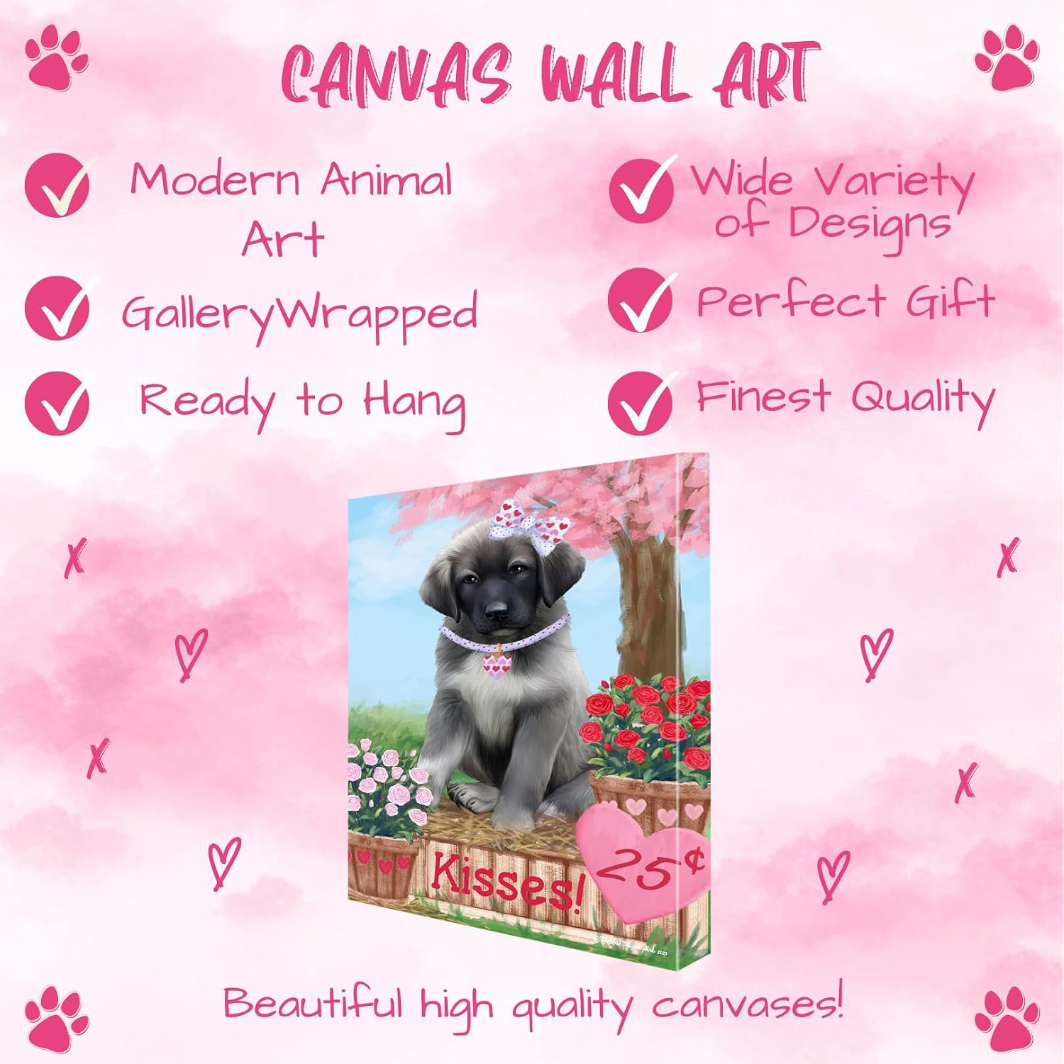Doggie of the Day Rosie with Anatolian Shepherd Dogs Canvas Wall Art - Premium Quality Ready to Hang Room Decor - Flat Rolled 11" x 14"