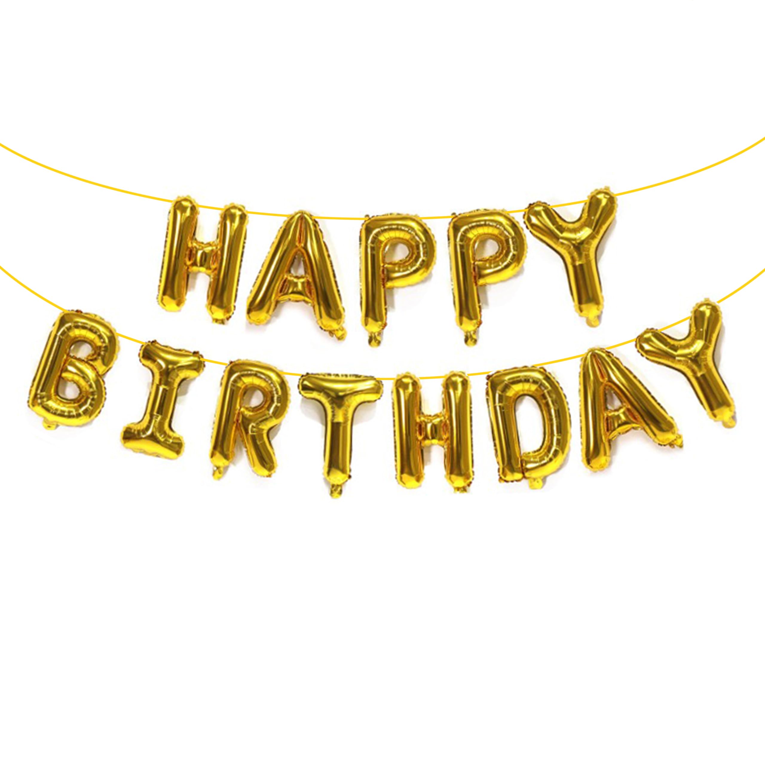 Happy Birthday Balloons Gold 16 Inch Mylar Foil Letters Balloons Birthday Banner for Kids Child Adults Boys Girls Sign Party Decorations Supplies