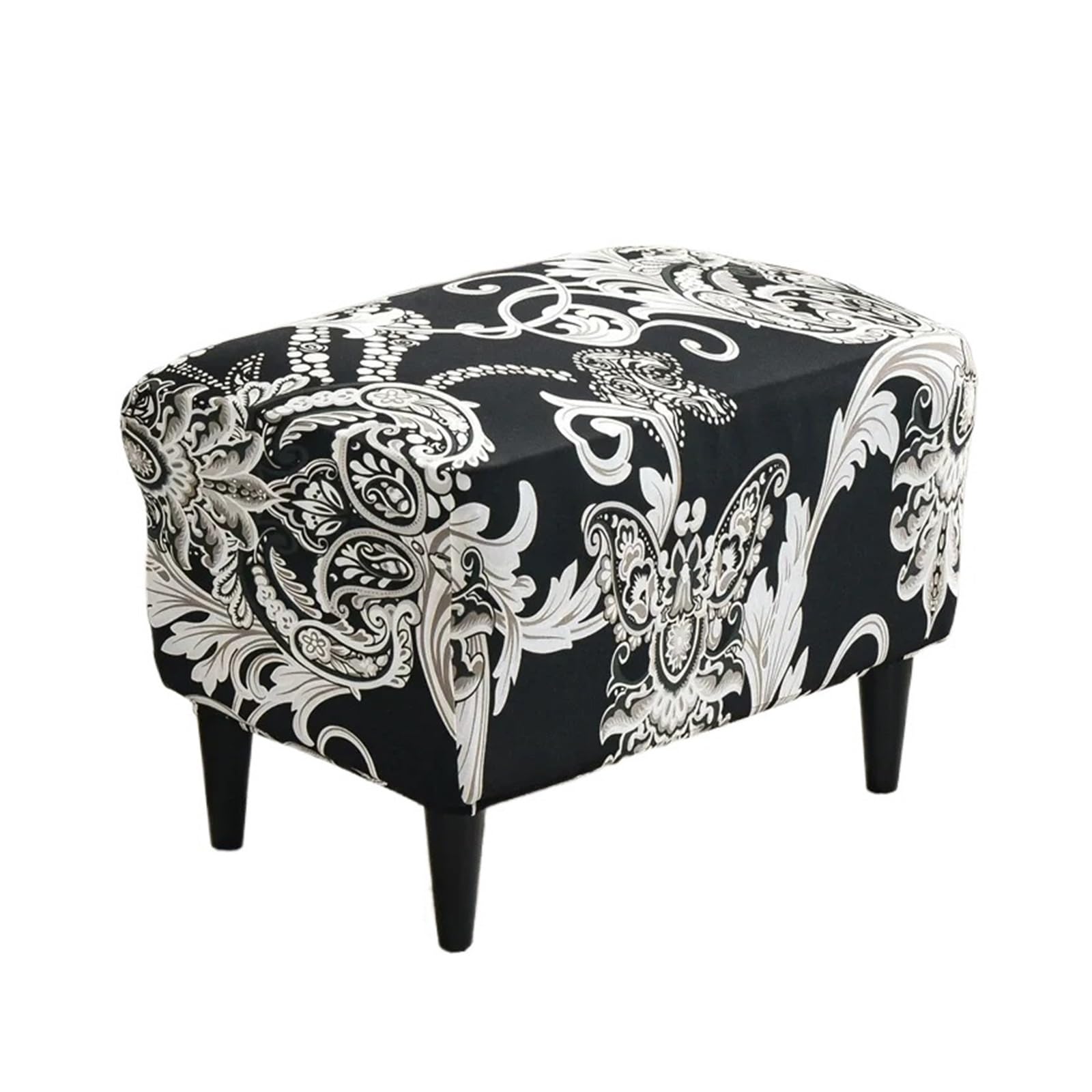 GCYEIDMA Wing Chair Slipcover Leaves Printed Wing Chair Cover Stretch Armchair Removable Relax Sofa Slipcover Furniture Protector Covers(B10 Footstool Cover)