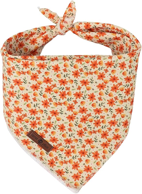 Bandana para Cães Lionet Paws com Estampa Floral de Outono, Tamanho S