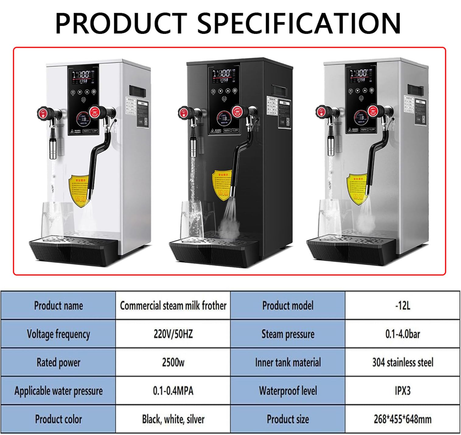 Montalatte Automatico - Vaporiera Professionale per caffetterie e pasticcerie, 110V, Bianca - Perfetto per Latte Macchiato cremoso e Cappuccino Ricco (Silver 220V)