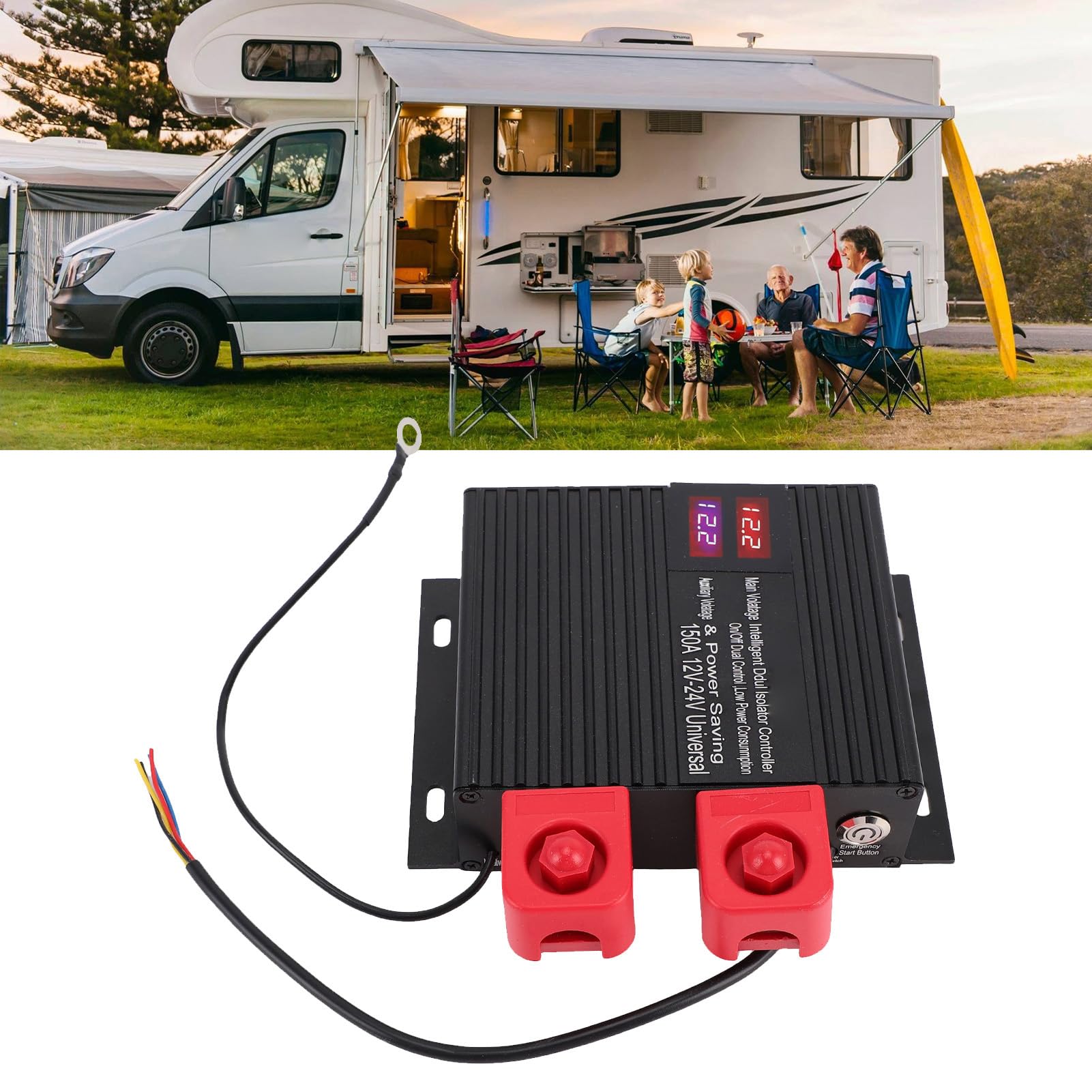 Generic 12V 24V Pasuje do Inteligentnego Izolatora Bezpieczne Podwójne źródło Zasilania dla Marine RV UTV Samochód łódź Ciężarówka Przyczepa ATV Pojazd Kempingowy Moto (150A)