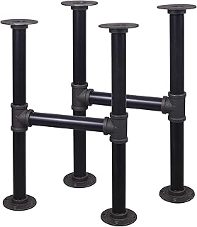 2 Pcs 16 Inch Industrial Table Leg Set, Grey Steel Metal Pipes Vintage Furniture for Coffee and End Table Legs