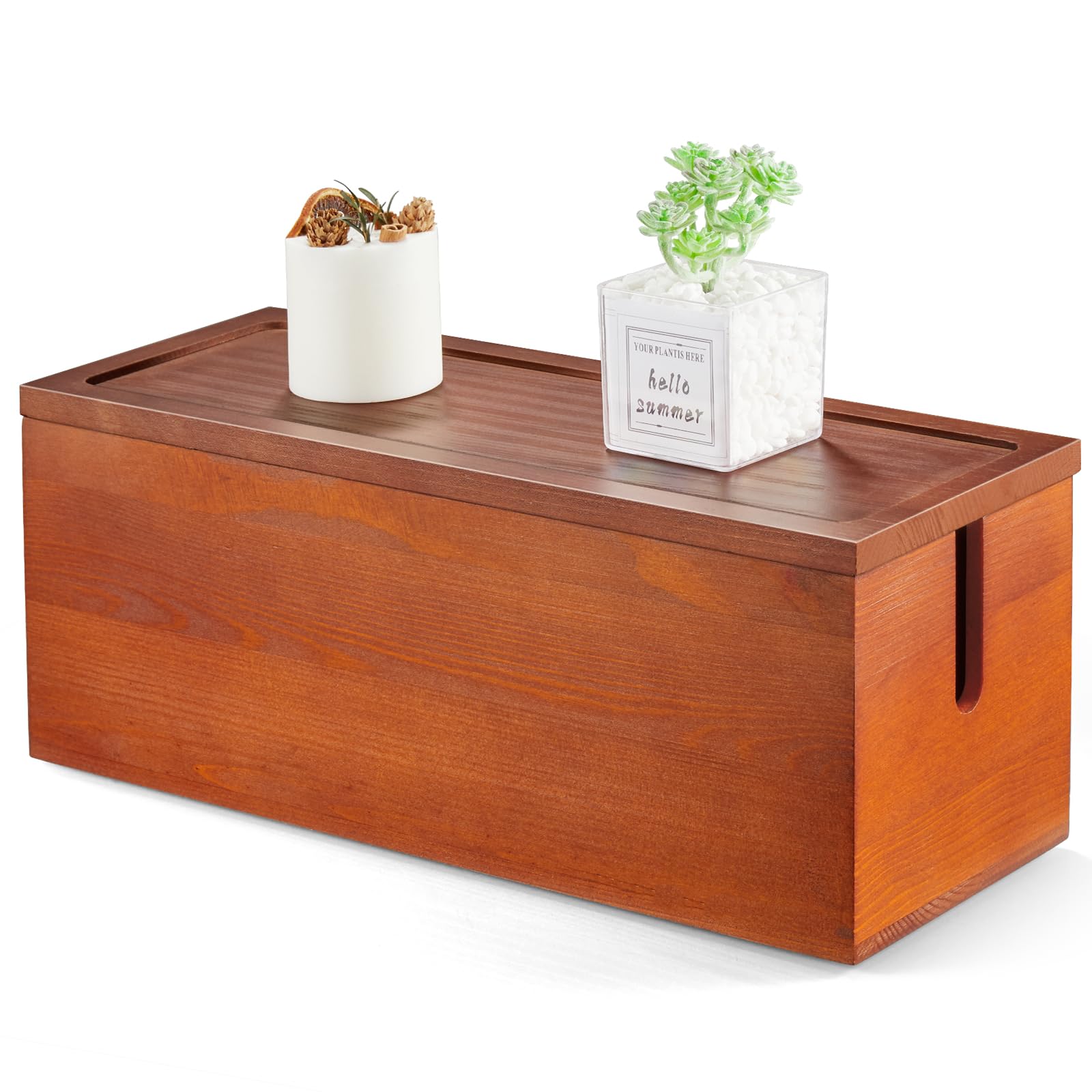 Caja organizadora de cables grande, caja organizadora de cables de madera para escritorio, suelo, oficina para ocultar cables de extensión, rayas eléctricas, protectores de sobretensión, cargadores
