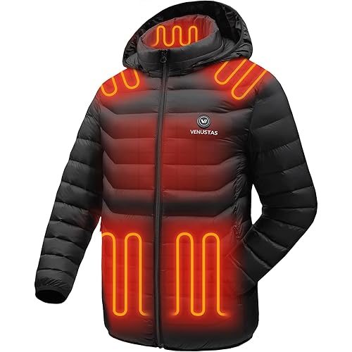 Venustas Unisex Heated Jacket with Battery, Heated Coat for Women and Men with Detachable Hood