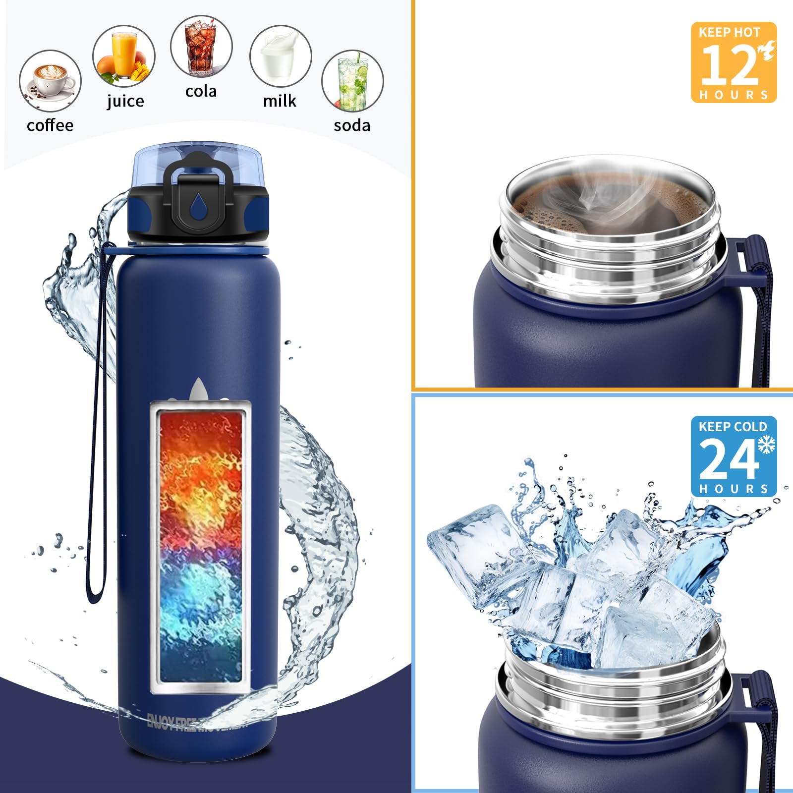 Gourde Isotherme En Inox 500 Ml - Sans BPA - Double Paroi - Garde Le Chaud 12h Et Le Froid 24h - Étanche - Pour Sport, école, Bureau