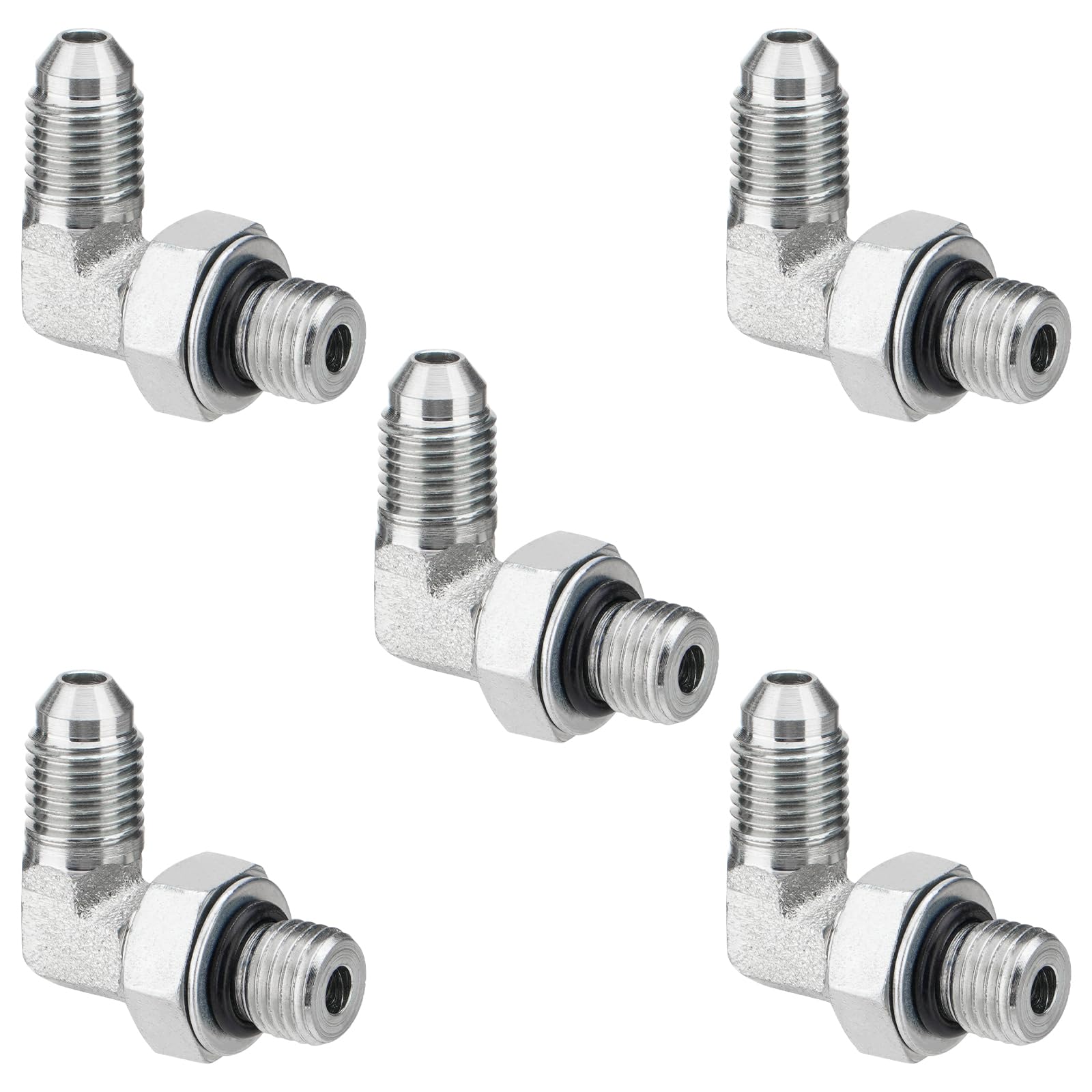 90° Elbow Hydraulic Fitting: 1/4" JIC Male x #4 SAE/ORB Male