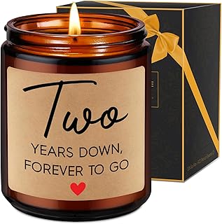 Fairy's Gift 2 Year Anniversary Candle Gifts for Him Her Boyfriend GF Wife Husband - Cotton 2nd Anniversary Couple Gifts Ideas - Two Year Wedding Anniv. Presents for Couples, Happy Second Anniv.