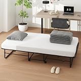 GIANTEX Lit Simple Pliable avec Matelas 90 x 190 cm, Mousse à mémoire de Forme et Cadre en métal, 4 Roues, Charge jusqu'à 220 kg, lit d'appoint Portable pour hôtel, Voyage - 2