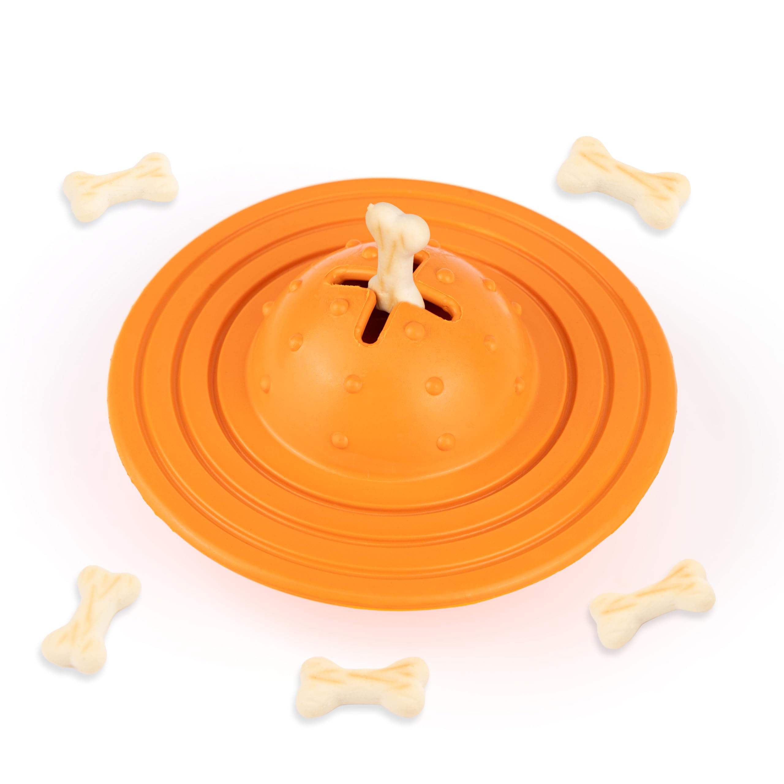 Fuzzl Eco Rubber Chuck & Treat Sky Saucer, Orange