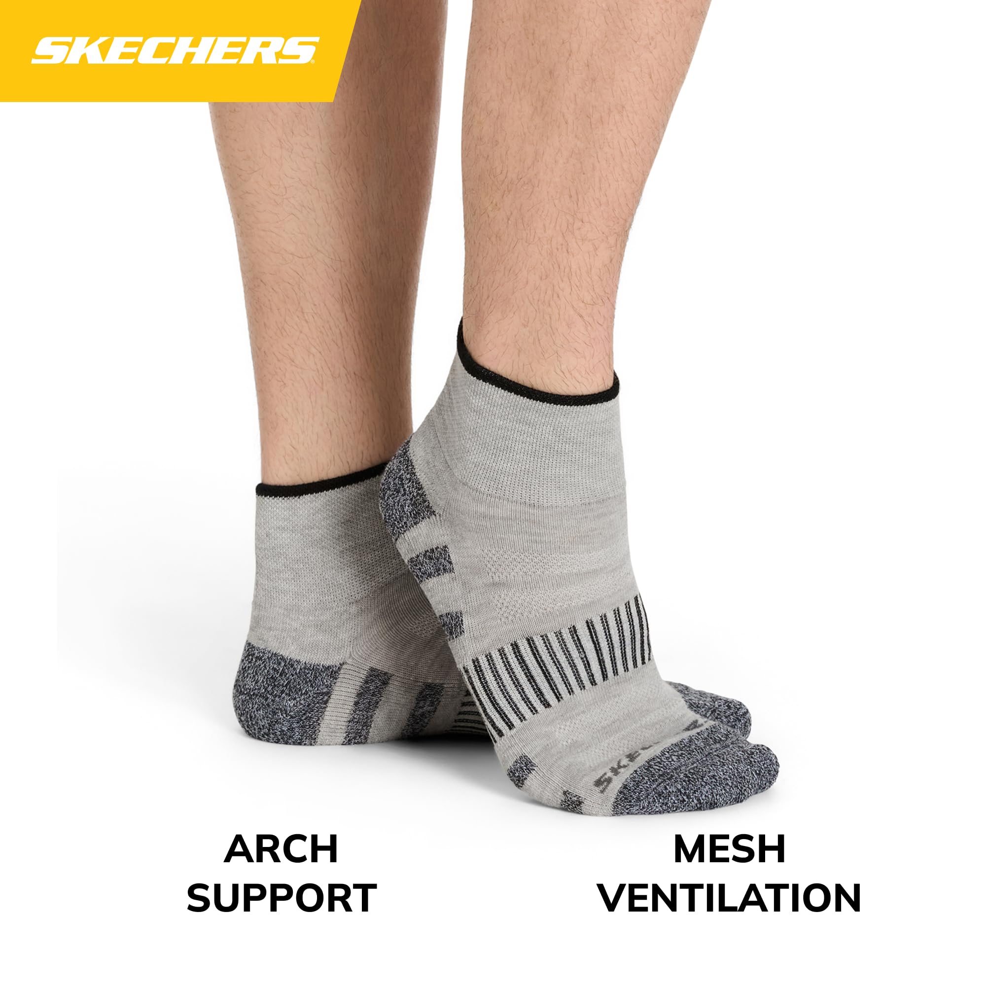 Skechers Herren 8-pack Work Collection High Quarter Crew Socks, Extra Cushion & Mesh Ventilation Socken