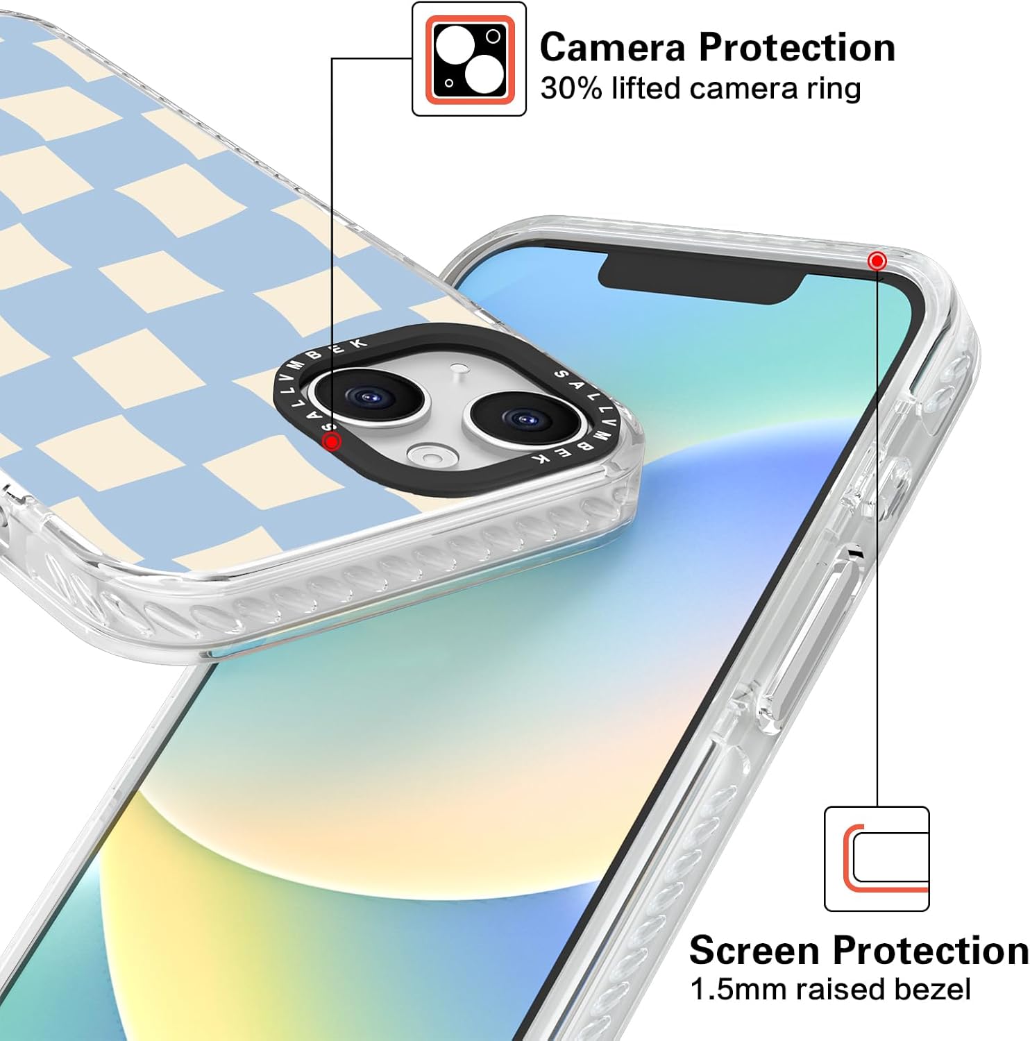 for iPhone 14 Case/iPhone 13 Case,Compatible with MagSafe,Cute Twist Checkered Print Pattern,[MIL-Grade Drop Tested] Magnetic Shockproof Protective TPU Bumper for iPhone 14/13 Women Girls - Image 5