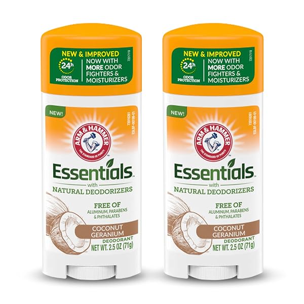 Arm & Hammer Essentials Deodorant, with Natural Deodorizers, Coconut Geranium, 2.5 oz