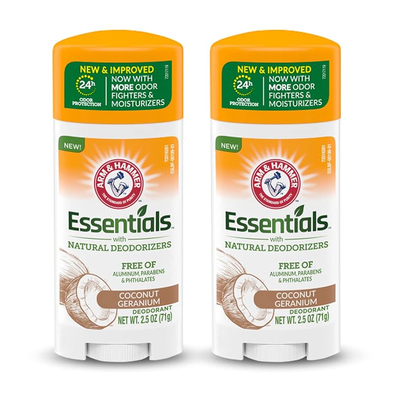 Desodorante ARM & HAMMER Essentials Coconut Geranium sem alumínio, parabenos e ftalatos, Pacote com 2