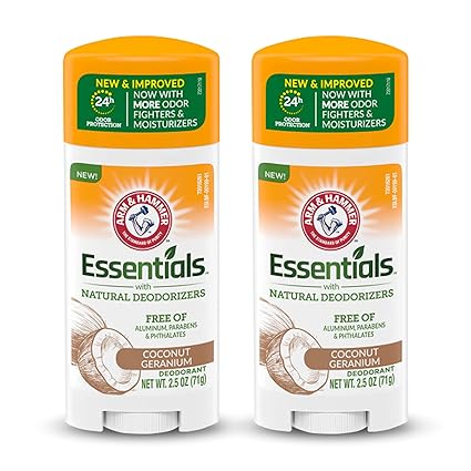 ARM & HAMMER Essentials Deodorant - Made with Natural Deodorizers 2.5 oz (Pack of 2)