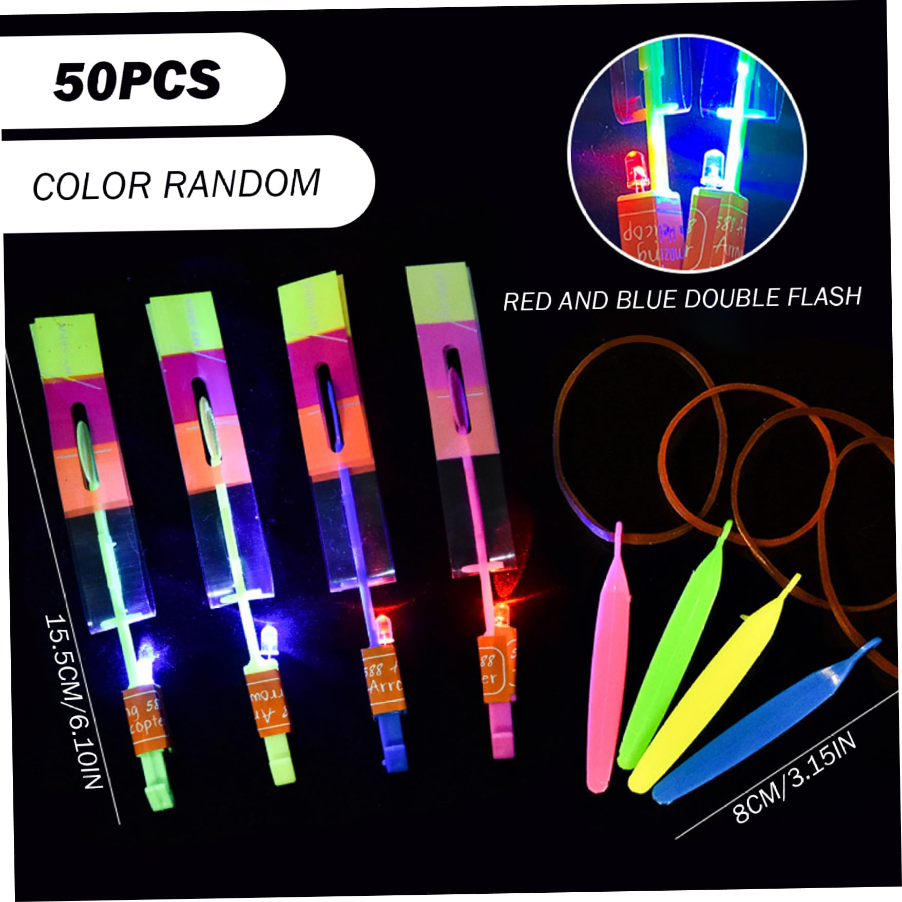 50pcs Spin Copter LED Flying Toy con tirachinas y Flechas Juguetes Brillantes Divertidos de Verano