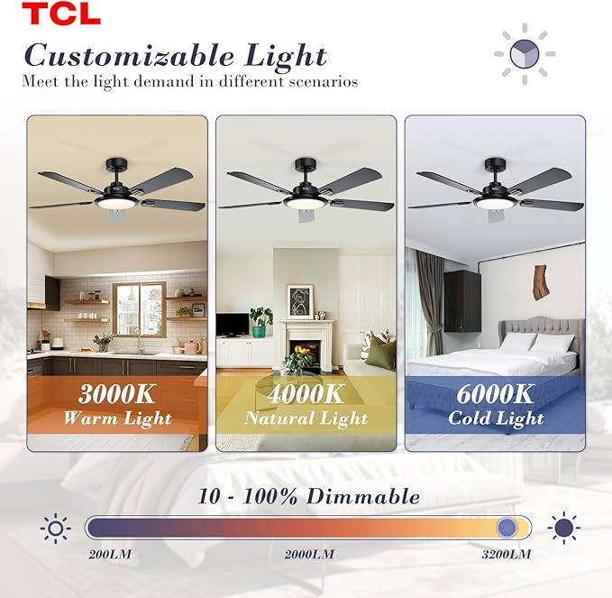 Ventilador de Techo 52 Pulgadas con Luz LED Dimmable y Contr miniatura 6