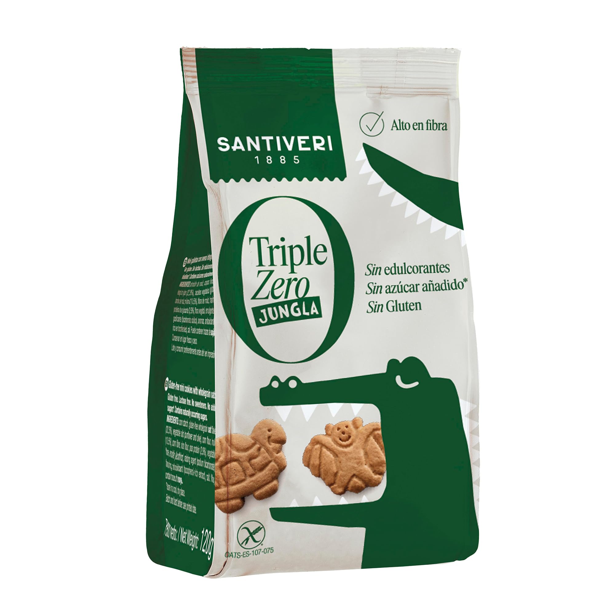 SANTIVERI - Galletas Nibs Cacao Triple Zero, Galletas Crujientes con Avena Integral y Cacao, Altas en Fibra, Sin Edulcorantes, Sin Azúcar Añadido Ni Gluten, Vegano - 210 g — view 9