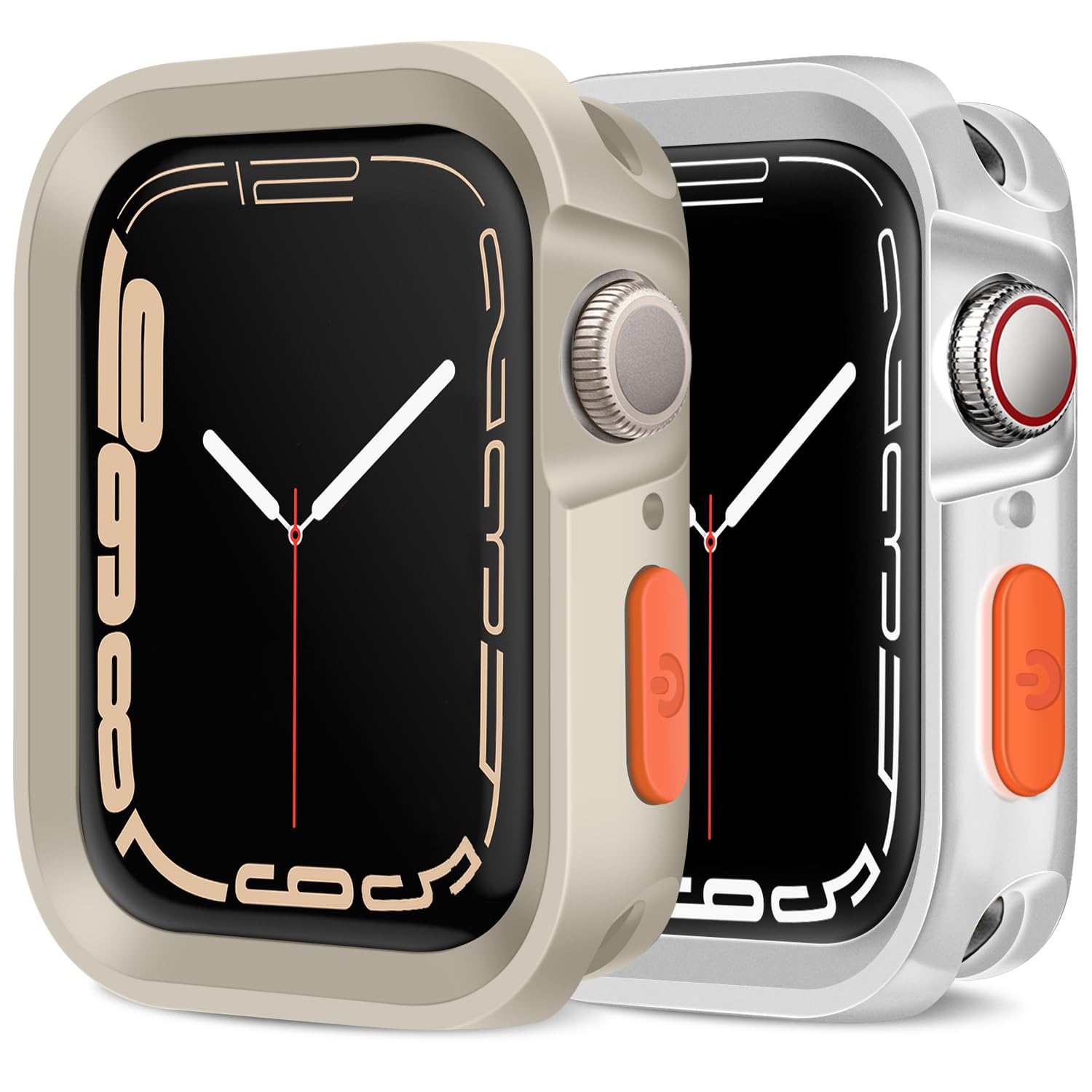 Amizee 2 Pack Rugged Case Compatible with Apple Watch Case Series 9/8/7 45mm SE 3/2/1 Series 6/5/4 44mm, Soft TPU Shockproof Bumper Drop Proof