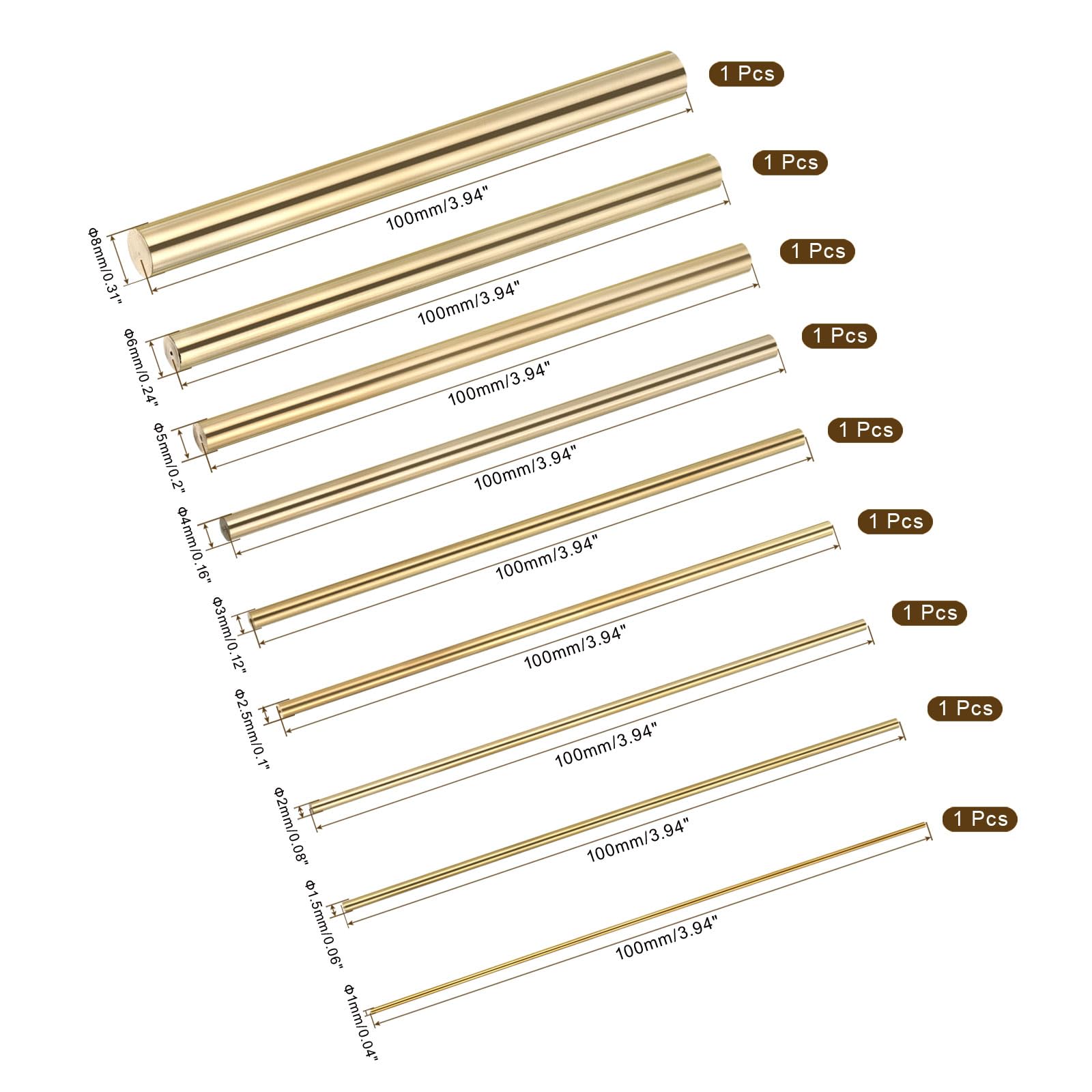 Barre Ronde En Laiton Massif – Diamètre 22mm (7/8"), Longueur 56mm (2"), Pour Bricolage, Modélisme, Poignées De Couteau