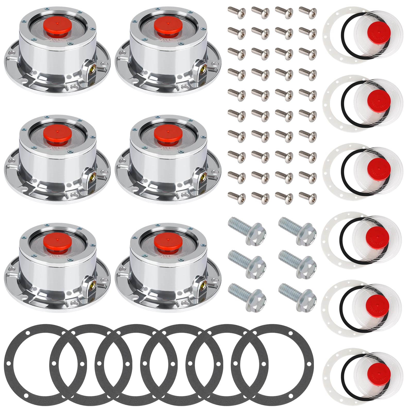 CheeMuii 6Pack 343-4009 Trailer Hub Caps with 359-5990 Oil Window Cover Kit