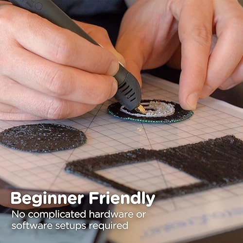 Miniatura 6 de 3Doodler Bolígrafo de impresión 3D Flow para adolescentes, adultos y creadores. - Negro - con filamentos de recarga gratis + libro de plantillas +