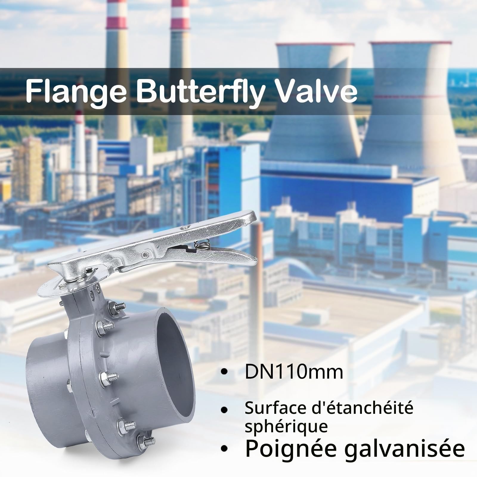 Robinets à papillon, Vanne Papillon Dn 110 mm En Pvc à Bride Avec Poignée En Métal Galvanisé Idéale Pour Systèmes D’Irrigation Horticulture Serres Piscines Et Installations Industrielles