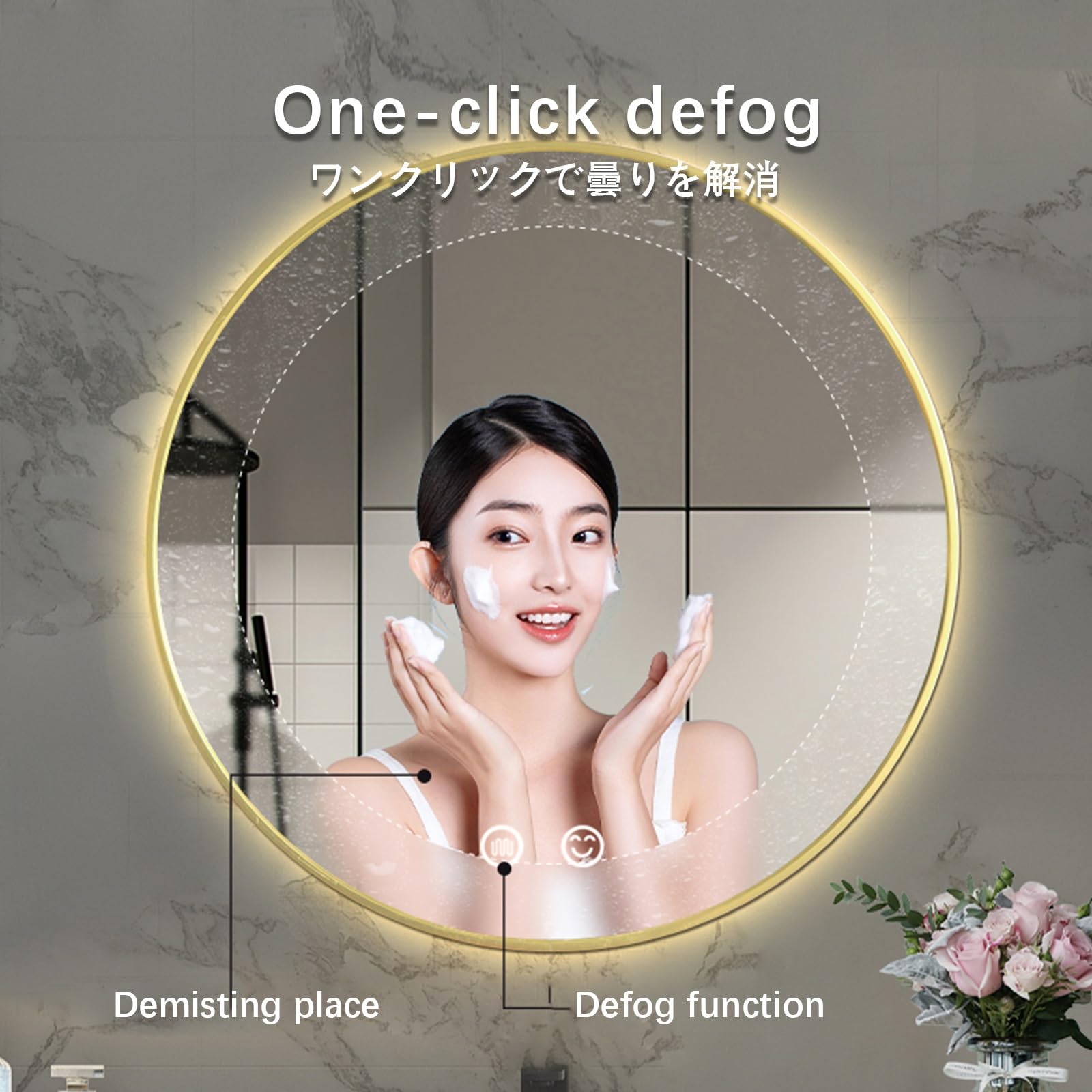 ハリウッドミラー 壁掛け 鏡　LED付きミラー Amazon.co.jp: ライト付き鏡 Led 洗面台 鏡 割れない ウォールミラー