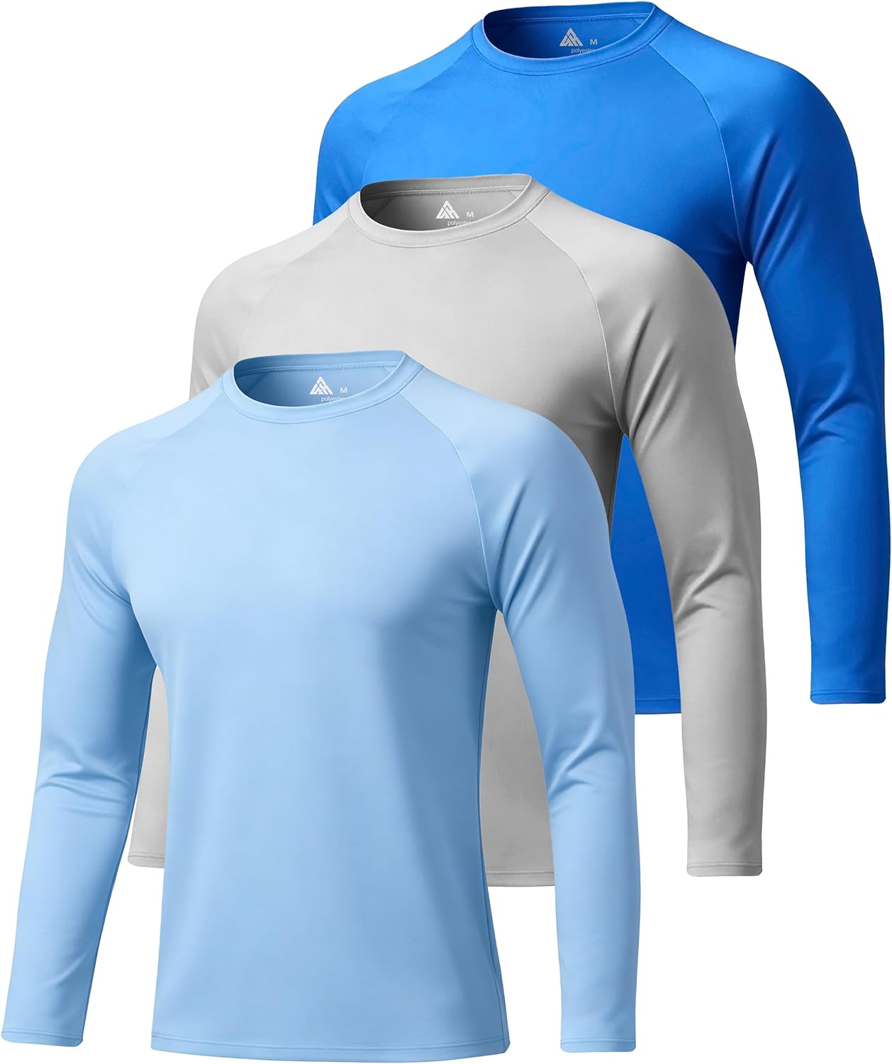 3 Pack Long Sleeve Shirts for Men UPF 50+ UV Sun Protection Shirts Moisture Wicking Rash Guard Workout Gym Swim