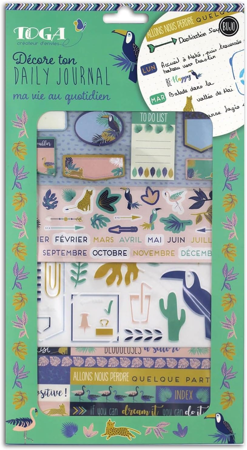 Toga Bullet Journal Decoration Kit - Jungle, Blue, Green and Yellow, One Size