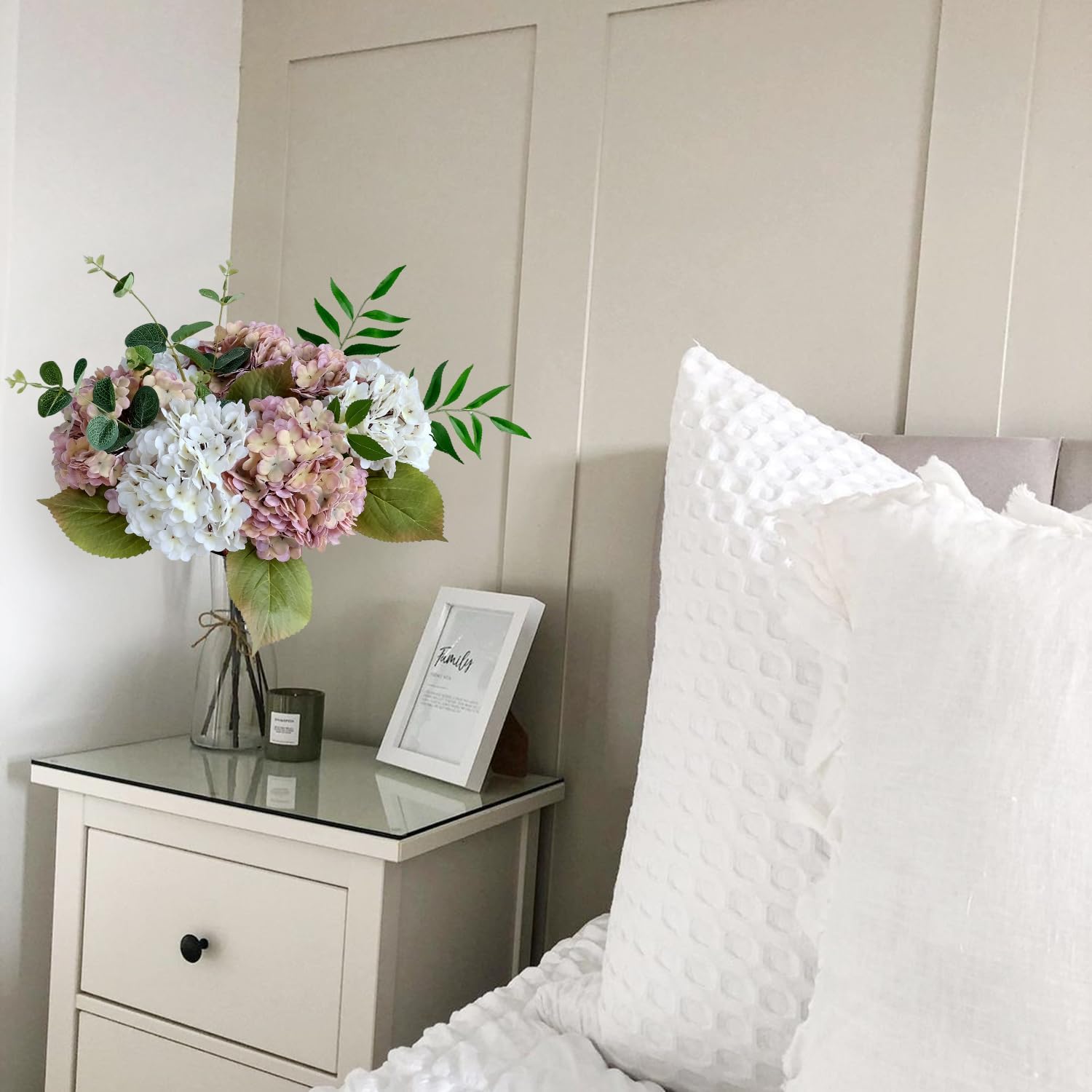 4Pcs Purple Vintage Boho Faux Hydrangea Flowers, 21" Real Touch Fall Artificial Hydrangea,Fake Silk Flowers for Dinning Tables Party Outdoor Home Cemetery Kitchen Wedding Bouquet Halloween - Image 9