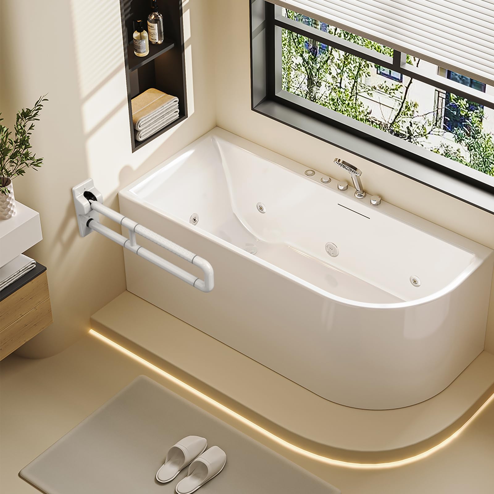 Asa de Seguridad para Baño, para Niño Discapacitado Anciano Embarazadas | Asidero para el baño y el aseo, Antideslizante Pasamanos Ducha de Acero Inoxidable, Capacidad de carga máx. 350 kg