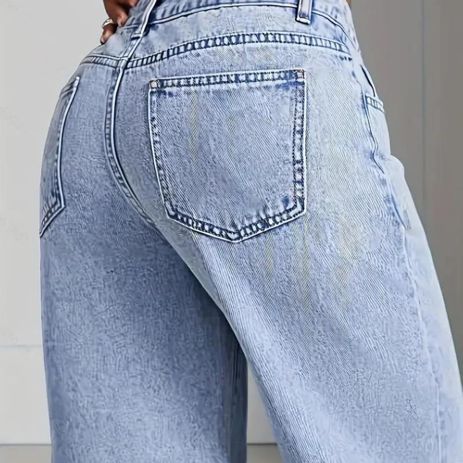 Women's Blue High Waist Straight Jeans – Loose Comfortable Breathable Denim Pants for Casual Outings