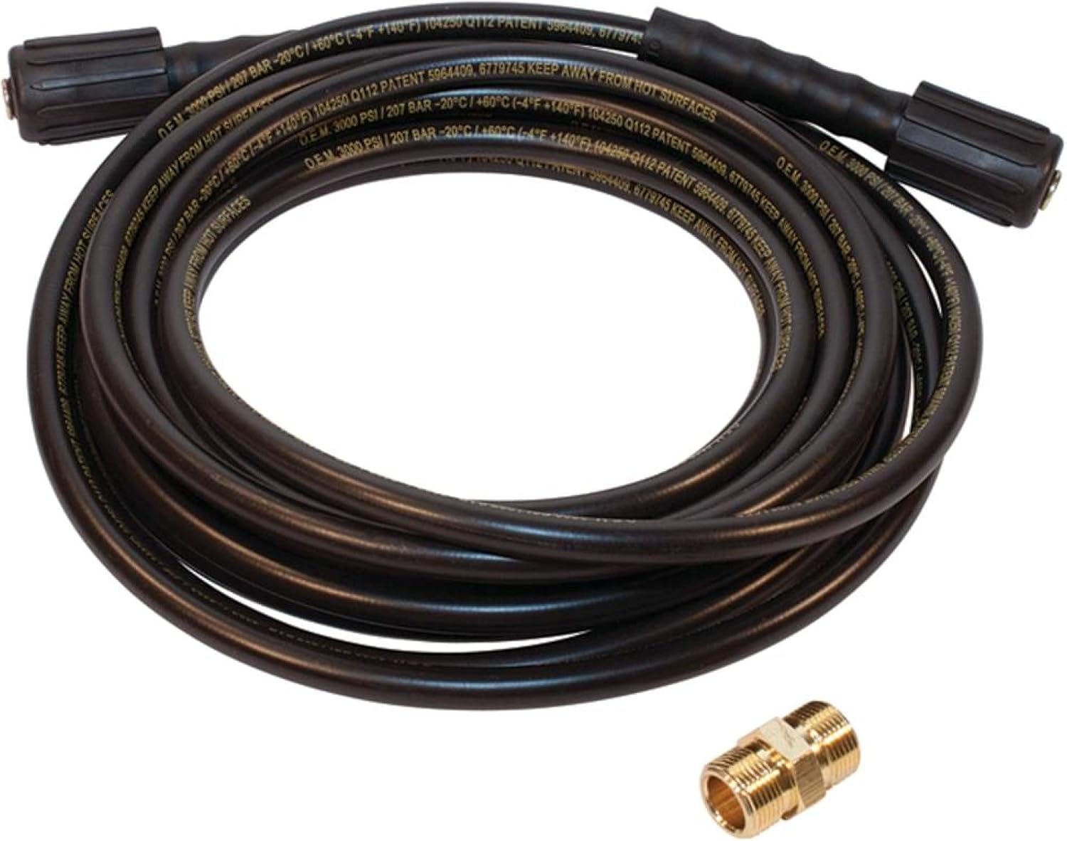 Rareelectrical Washer Compatible With Most Gas And Electric Pressure Washer Brands Kink-Free Durable Weather Resistant Quality 25Ft Universal High Pressure Hose 3000 Psi M22 Adapter 1/4" Inlet