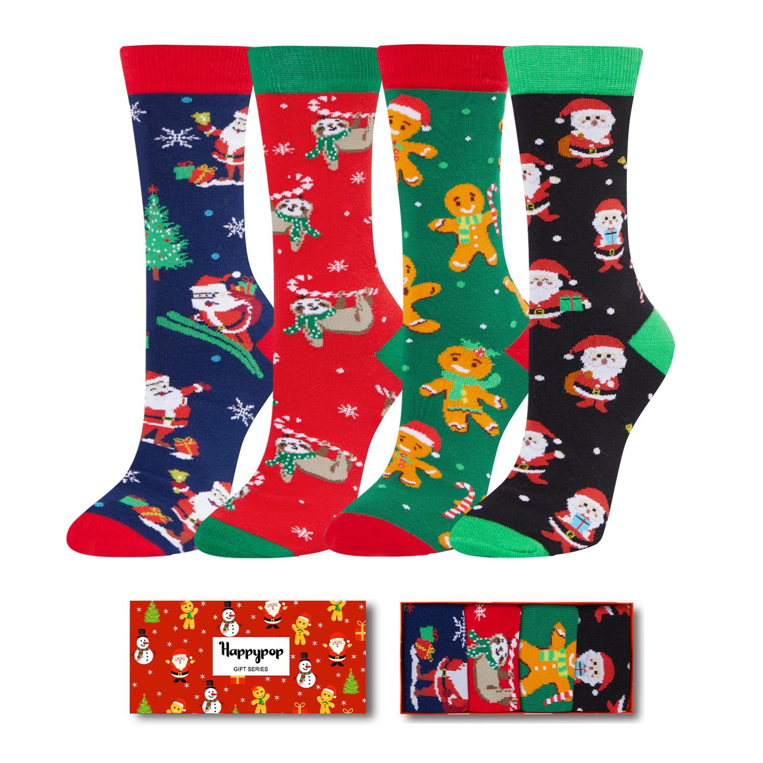 HAPPYPOP Christmas Gifts Stocking Socks for Kids - Xmas Stocking Santa Socks for Boys Girls With Greeting Card