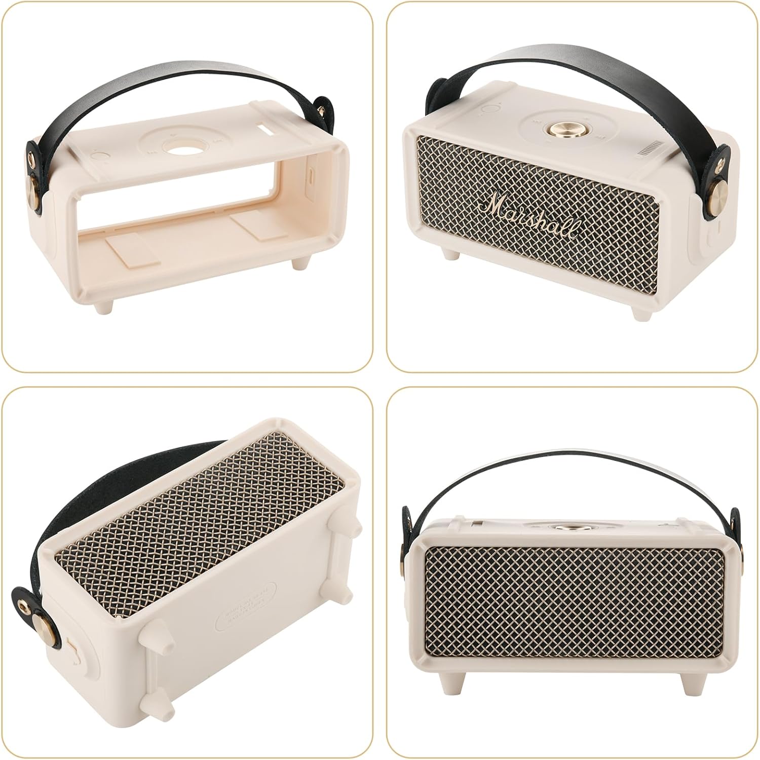 TXEsign Silicone Cover Case for Marshall Emberton II Speaker, Protective Skin Cover Travel Carrying Case Replacement Speaker Sleeve with Handle Strap and Shoulder Strap (Case Only)(Cream) - Image 9