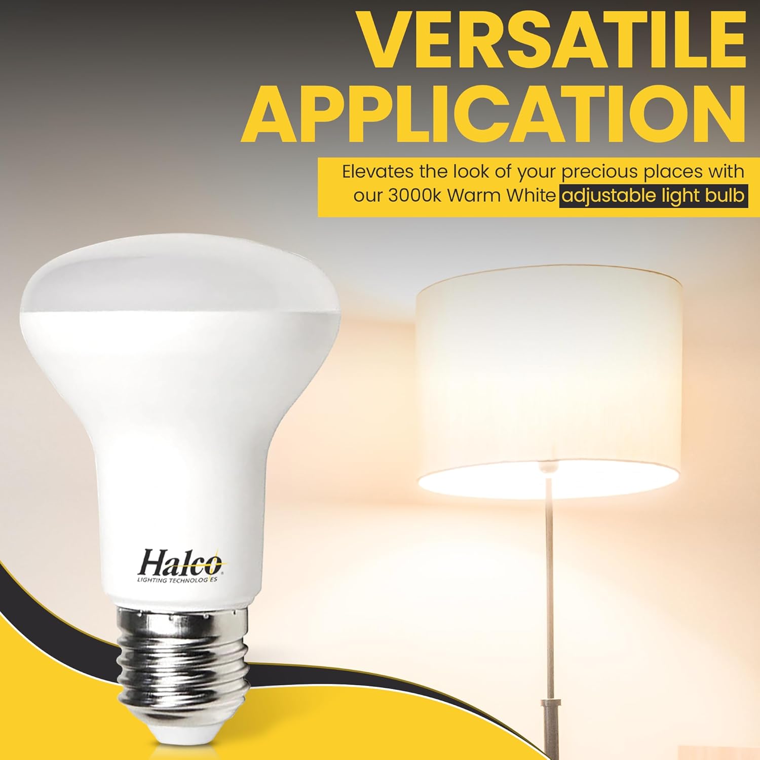 Halco Lighting Technologies BR20 LED Bulb, Flood Light Bulb, R20, 500 Lumens, 7 Watts, Dimmable, 25,000 Hour Lifespan, 80+ CRI, E26 Base, White (3000K Warm White)