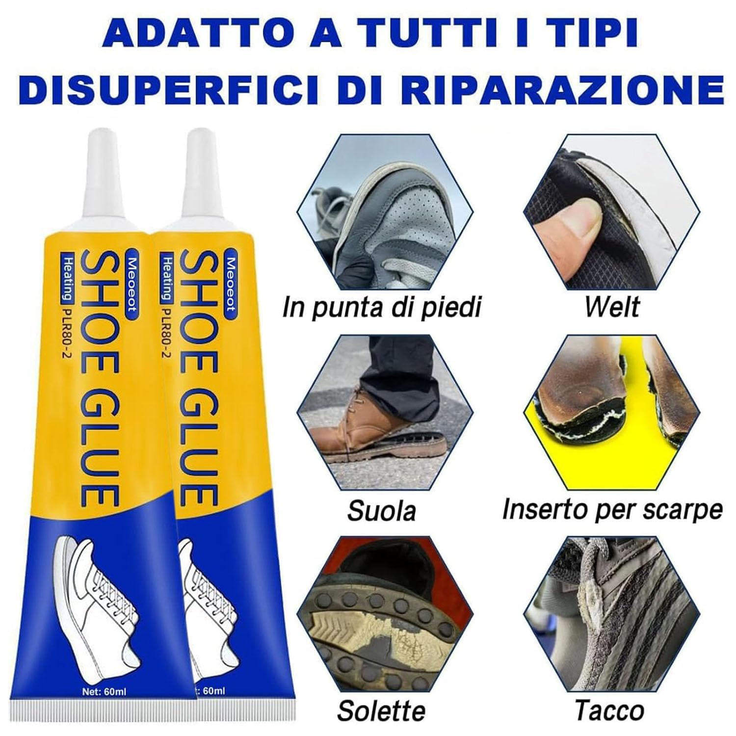 Pegamento para Zapatos, 120ml Pegamento Fuerte para Zapatos, Pegamento Profesional para Reparación de Zapatos, Pegamento para Suelas de Zapatos, Apto para Todo Tipo de Calzado (60ml*2)