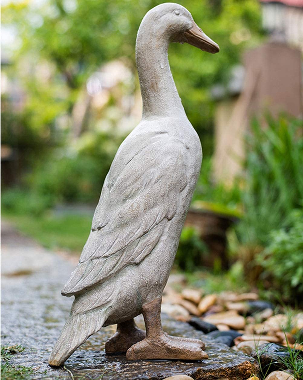 Szara kaczka figurka statuetka ogrodowa podwórko dekoracja na zewnątrz ręcznie robione akcesoria ogrodowe ze zwierzętami (rozmiar: B)