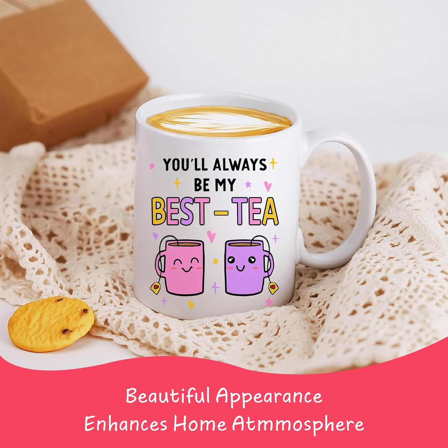 Gossby Friend Coffee Mug - BEST-TEA - Gifts for Best Friend Women - Christmas Friendship Gift for Female Friend - Best Friends Birthday Gift - Besties BFF Gifts - 11oz White Ceramic Cup - Image 9