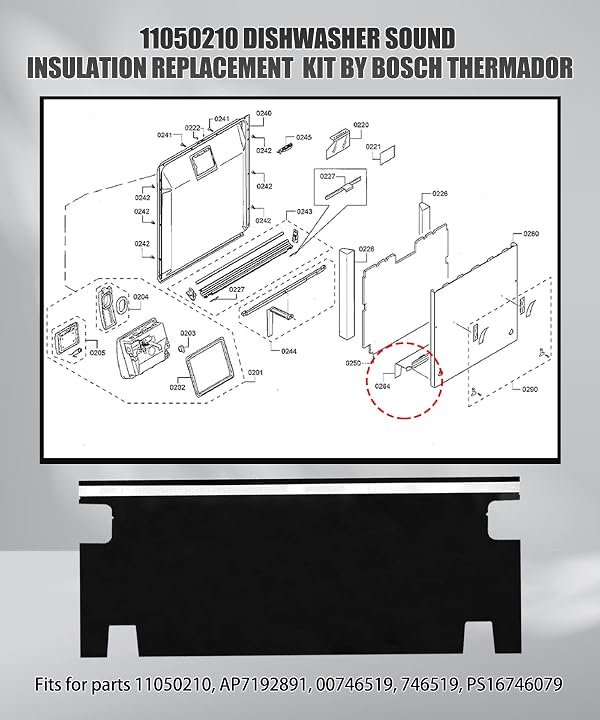 11050210 Dishwasher Sound Insulation Fits for Bosch Thermador Gaggenau by MKYPLM - Image 2