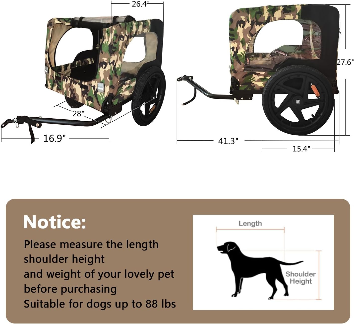 Dog Bike Trailer - Dog Trailer for Bicycle, Cargo Cycle Trailers Wagon Cart Pet Bike Carrier w/ 3 Doors, Aluminum Wheels, Safety Flag, Easy to Connect&Disconnect, Collapsible to Store