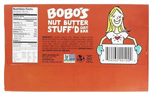 Miniatura 8 de Bobo s Stuffd - Barra de avena mantequilla de nueces de almendra de chocolate barra de 25 onzas 12 unidades barra de bocadillos y proteínas de grano