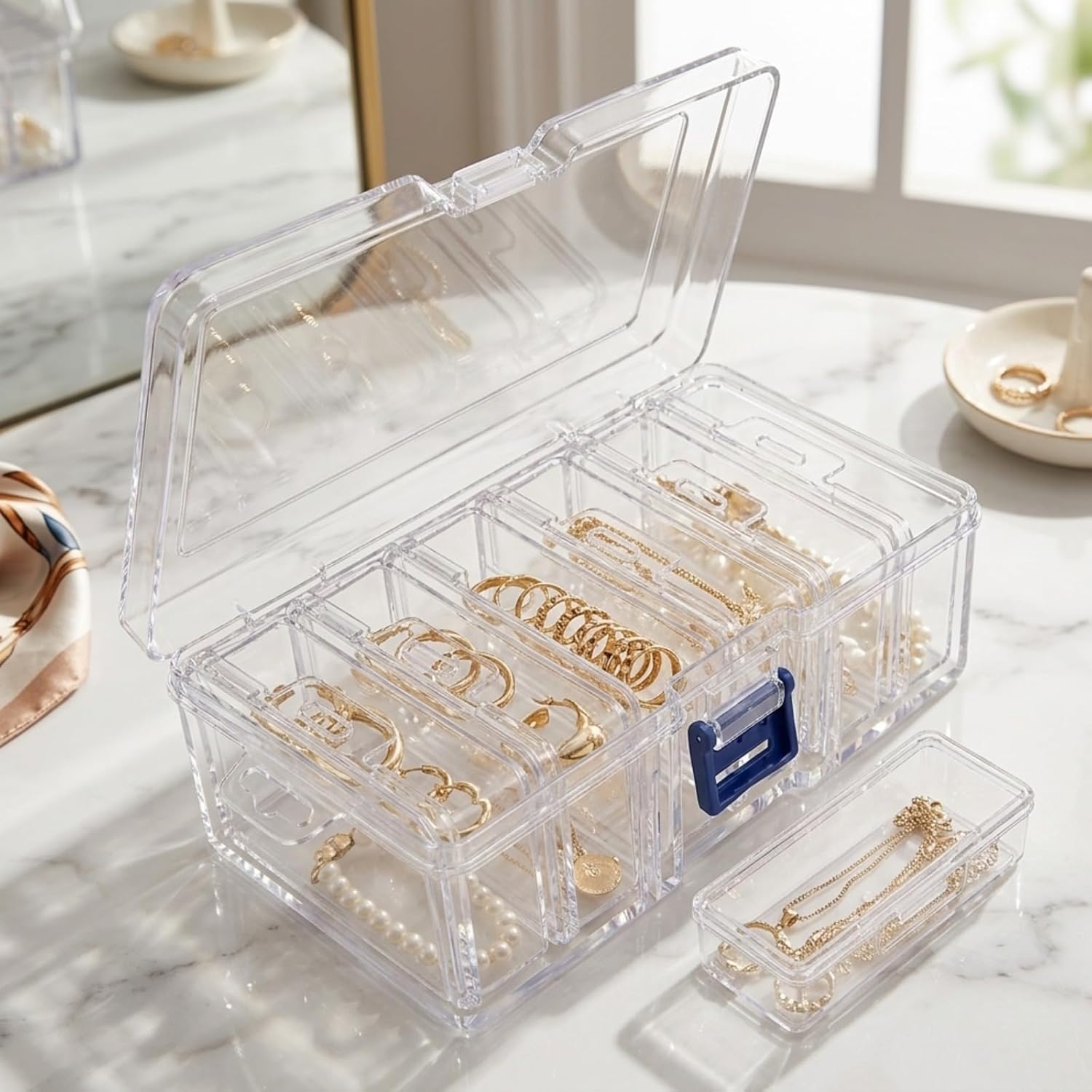 Transparent Plastic Jewelry Storage Box with Removable Compartments | Organiser Case, For Beads & Earrings, Craft & Screw Storage, Diamond Painting Use, Small Items Holder-image-20